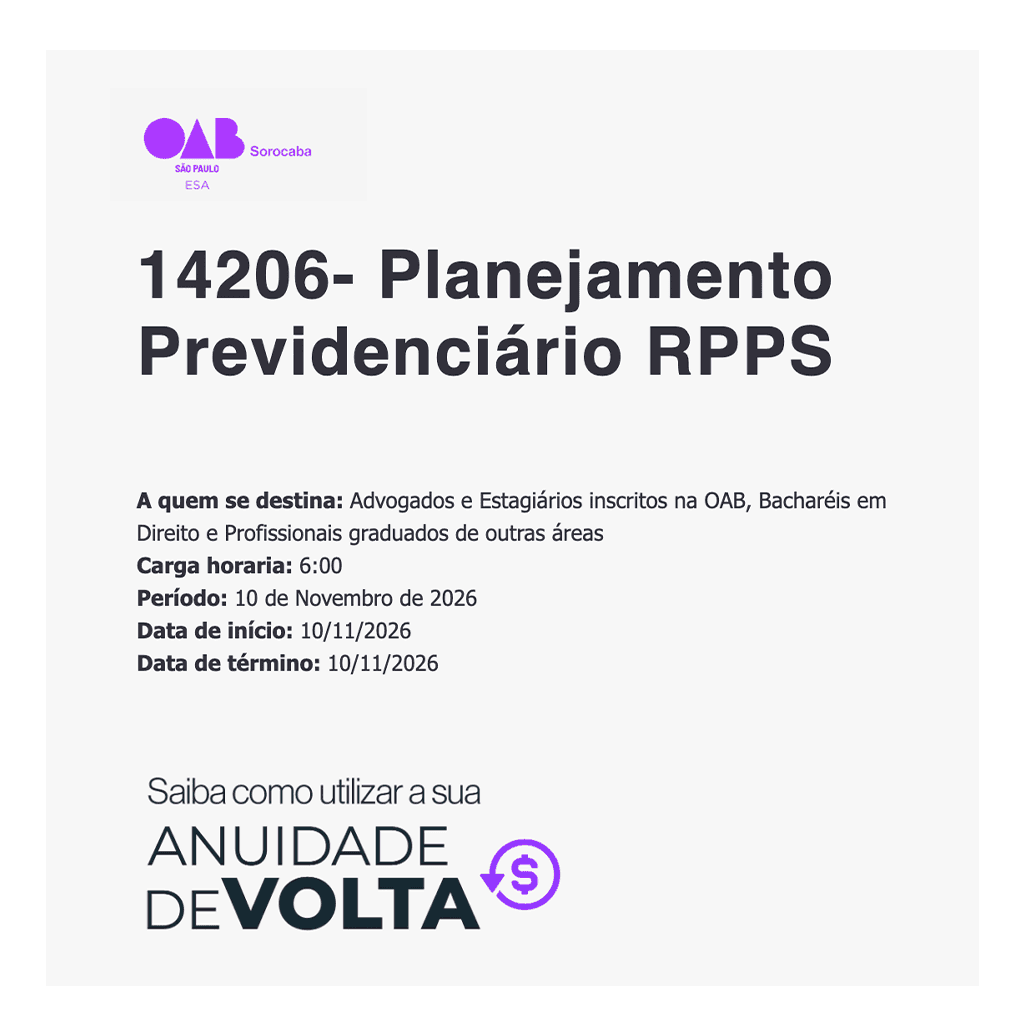 📙 ESA Sorocaba: Planejamento Previdenciário RPPS